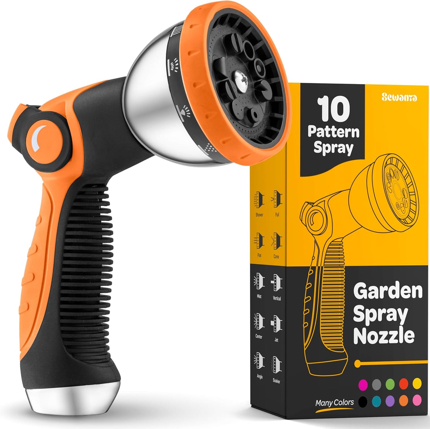 Hose Nozzle [Blue] Heavy Duty Hose Sprayer With 10 Adjustable Watering Patterns. Thumb Control Design, Comfortable Ergonomic Grip, Garden Hose Nozzle for Watering Plants & Lawns/Fun showers/Cleaning