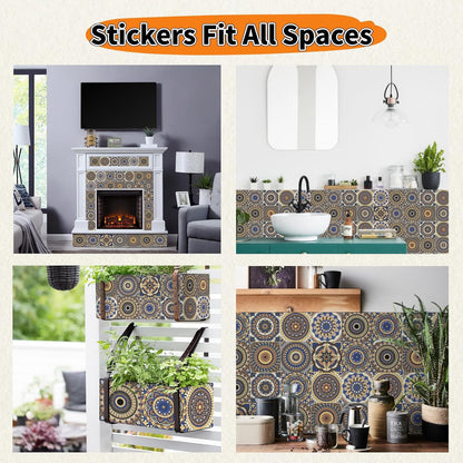PVC Peel and Stick Tile Stickers 24Pcs Waterproof Removable Backsplash Wall Decals Self-Adhesive Subway Stickers for Kitchen Bathroom RV Instant DIY Upgrade Sticker (Style D, 3.94 x 3.94 Inch)