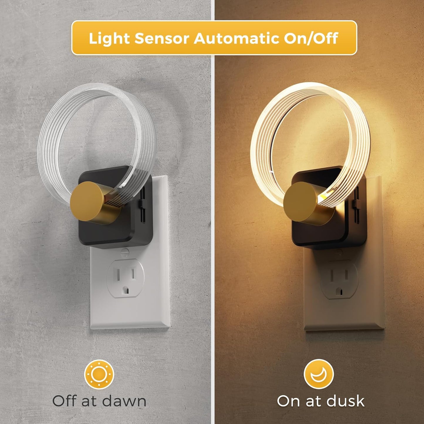 L LOHAS LED Night Light, Bubble Night Lights Plug into Wall,2 Pack 3000K/4000k/5000K Adjustable Color Temperature Night Light,Dimmable Nightlights with Dusk to Dawn Sensor for Rooms Bathroom Hallway