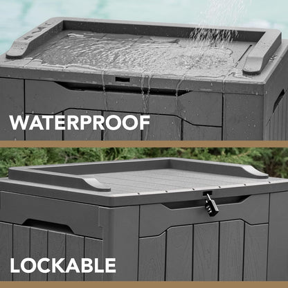 Devoko 30 Gallon Resin Deck Box Waterproof Outdoor Storage Box for Patio Furniture Pool Accessories Indoor Storage for Cushion Garden Tools (30 Gallon, Black)