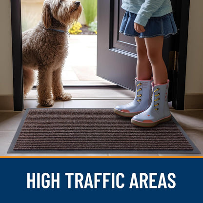 OLANLY Front Door Mat Indoor Outdoor Entrance, 2-Pack 29.5 x 17 Inch, Waterproof Heavy Duty Doormat, Fade Resistant, Low Profile, Easy Clean Patio Porch Welcome Floor Mats for Entry, Grey