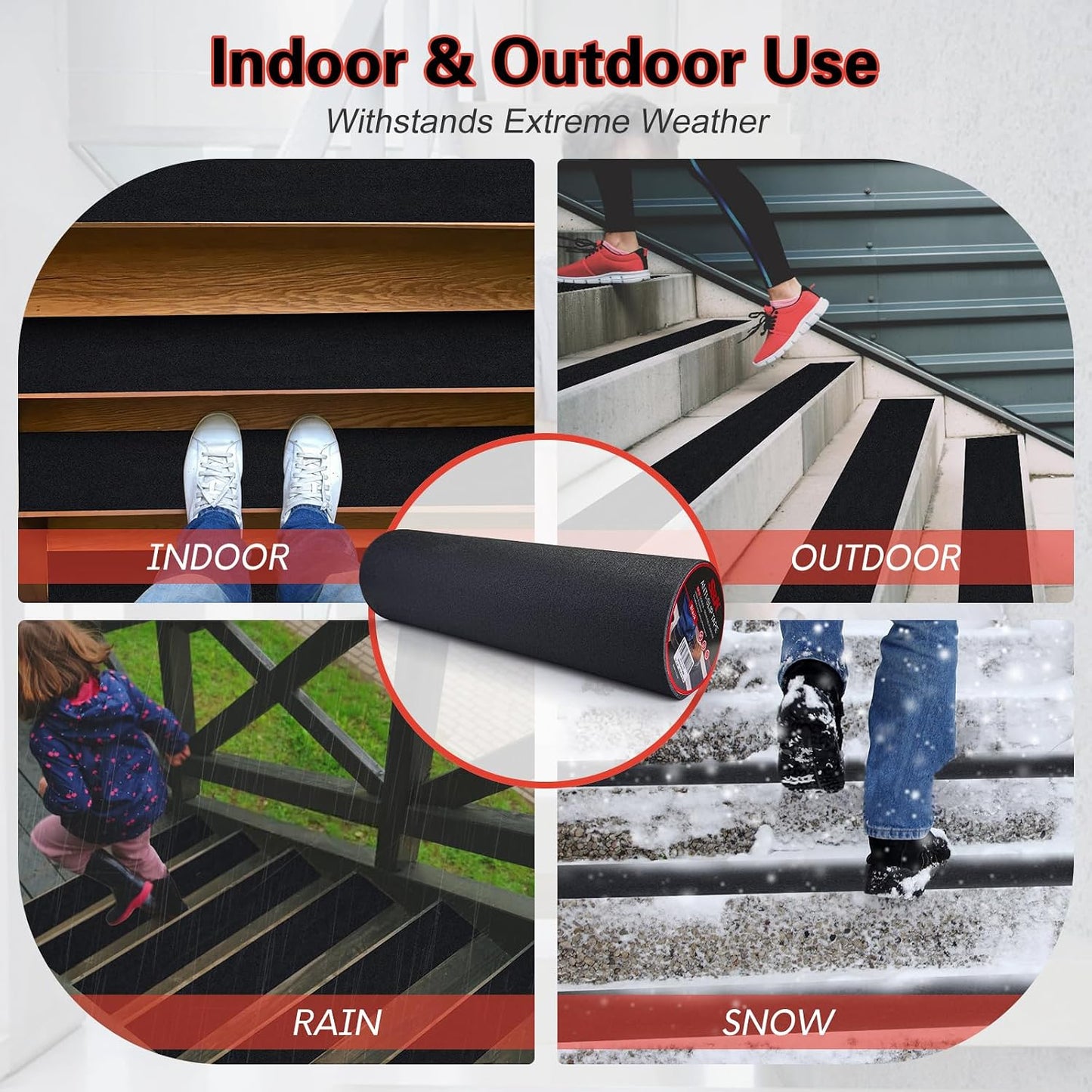 S&X Premium Outdoor Anti-Slip Tape - 4" x 60' Black Non-Slip Traction for Stairs, Ramps, Walkways, Boats, Weatherproof, High Traction, Long-Lasting Safety Solution