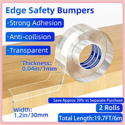 ZOMPAGO Baby Edge Protector Roll (6.56FT) & 8 Corner Guards - White Foam Furniture Corner Protectors - Baby Proof Corners and Edges for Table, Wall, Bed Frame - Baby Proofing Safety Bumpers