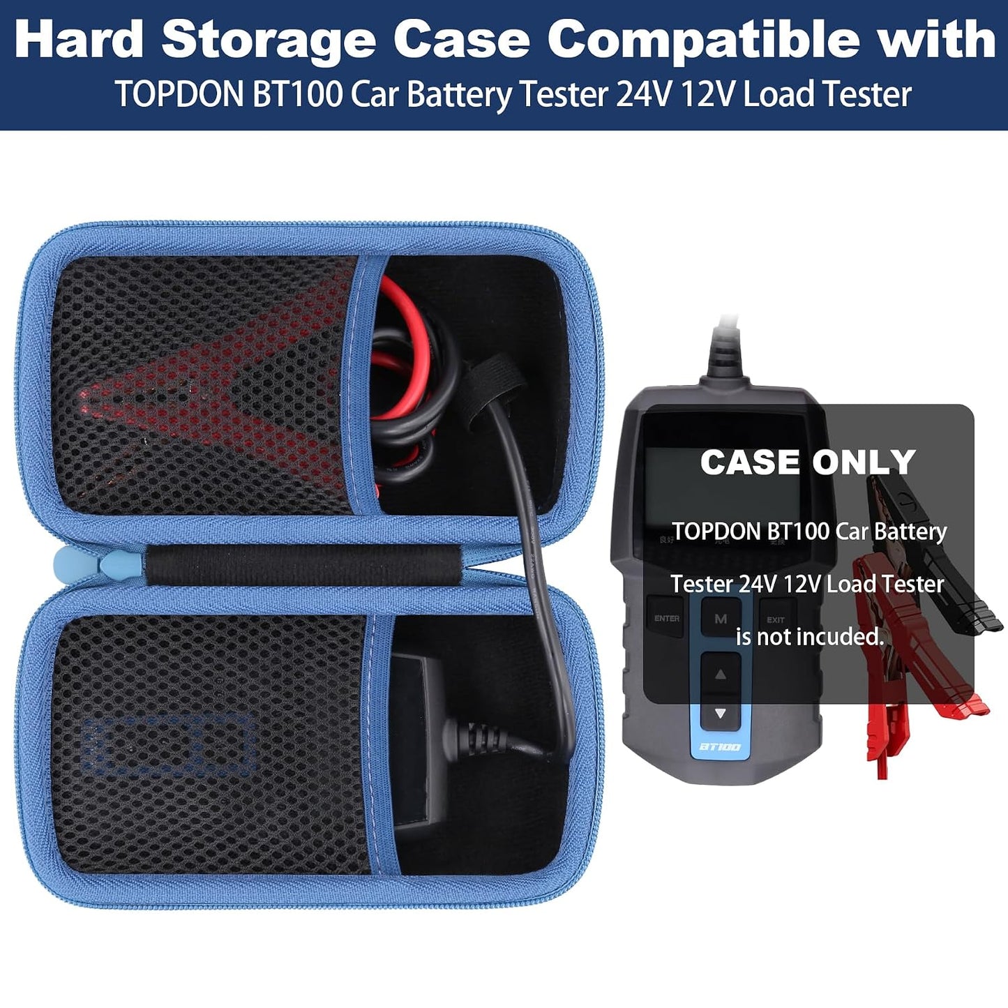 khanka Hard Storage Case for TOPDON BT200 Car Battery Tester 24V 12V Load Tester,Hard Shell Protective Bag for TOPDON BT200 100-2000CCA Automotive Alternator Tester,Case Only