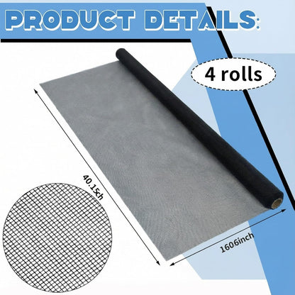 Yaocom 4 Pack Window Screen Kit 3/4 x 5/16 Inch Aluminum Frame with Corners, Spline, Springs, Pull Tabs, Screen Mesh and Screen Rolling Tool 32'' x 32''