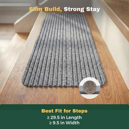 MBIGM 8" X 30" (15 in Pack) Nonslip Carpet Stair Treads Non-Skid Safety Rug Slip Resistant Indoor Runner for Kids Elders & Pets with Reusable Adhesive - Brown - Non Slip Stair Treads Indoor