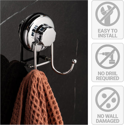 HASKO accessories - Suction Cup Hooks for Shower - Towel Hooks for Bathroom Wall Mounted Shower - Bathroom Hooks for Hanging - Stainless Steel SS304 Towel Holders, Black (2 Pack)