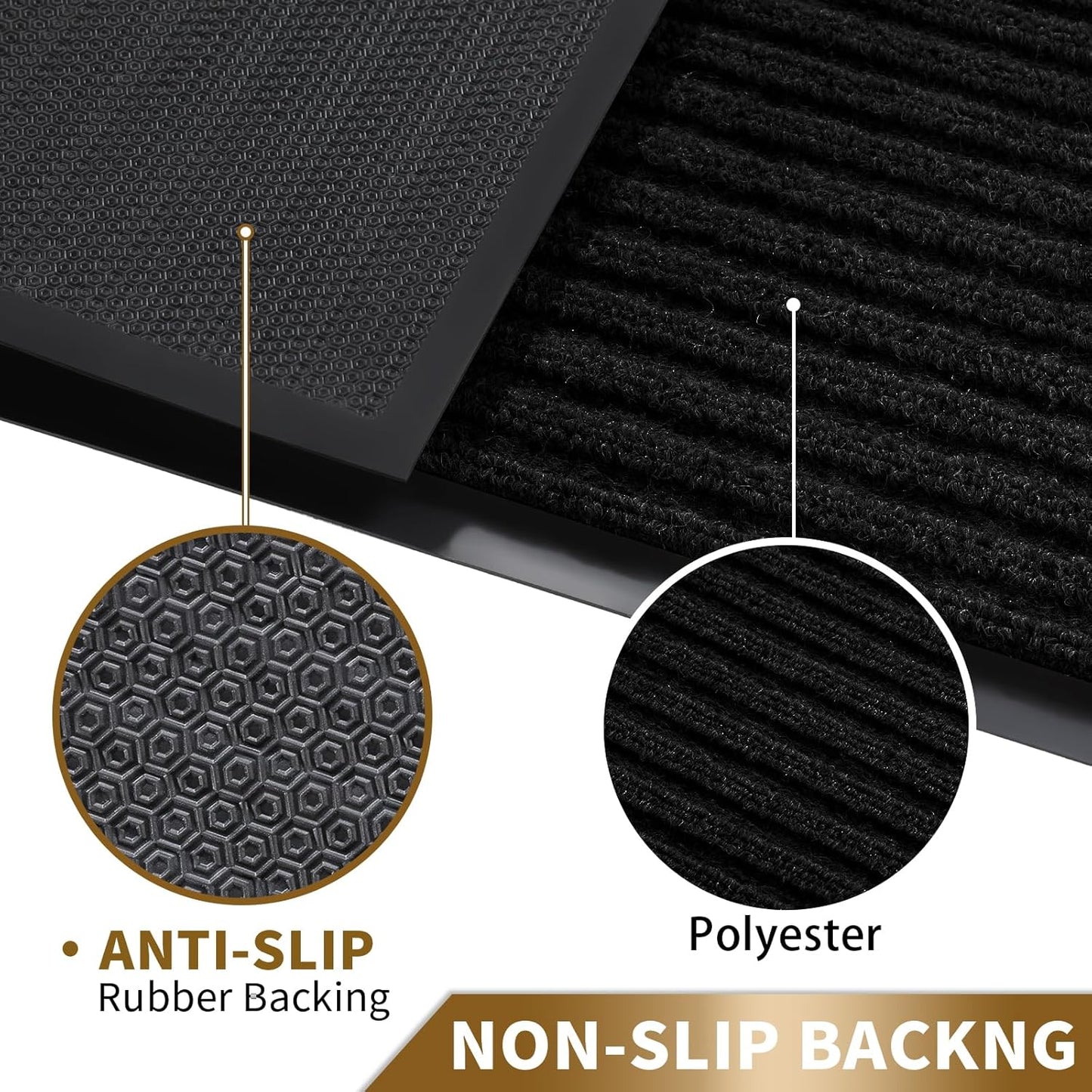 Yimobra Welcome Mat, Heavy Duty Sturdy Door Mats for Home Entrance Outdoor Indoor, Front Doormat for Outside Patio Floor Entry Porch Garage Office, Waterproof, Low Profile, 29.5x17, Black Grey