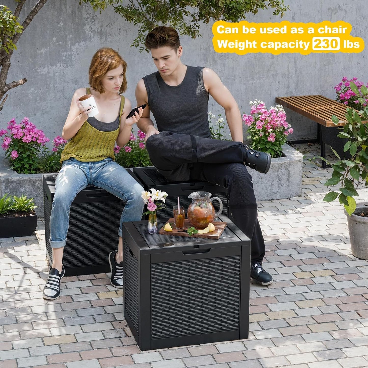 50Gal Outdoor Storage Box Anti-Theft Delivery Box Lockable Deck Box | Heavy-duty UV & weatherproof resin for secure parcel drop, patio cushion storage, garden tools & porch package organization