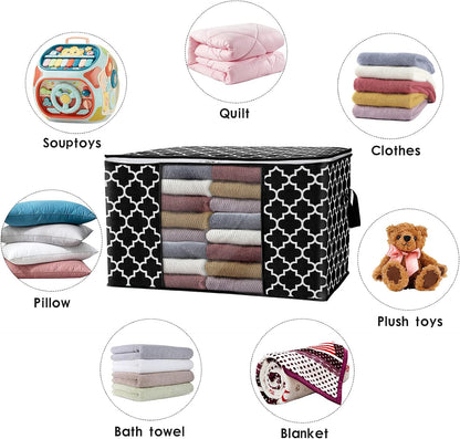WISELIFE Storage Bags, Large Blanket Clothes Organization and Storage Containers for Bedding, Comforters, Foldable Organizer with Reinforced Handle, Clear Window,Sturdy Zippers,(Grey, 3 x 100L)