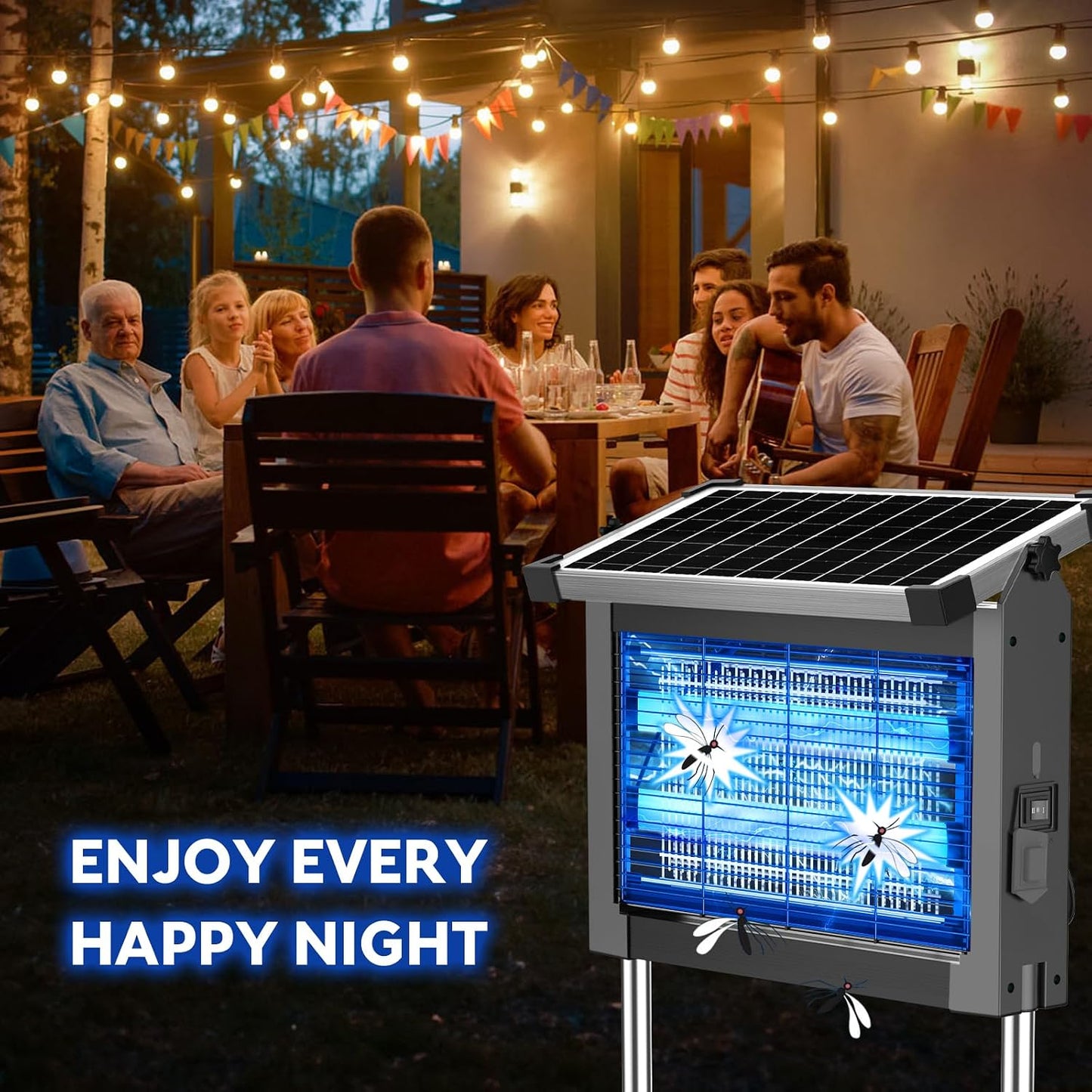Solar Bug Zapper Outdoor, PhatroyYee Mosquito Zapper 4500V, Waterproof Portable Fly Zapper, Rechargeable Electric Mosquito Killer, Cordless Fly Insect Mosquitos Trap for Patio Yard Home Garden Camping