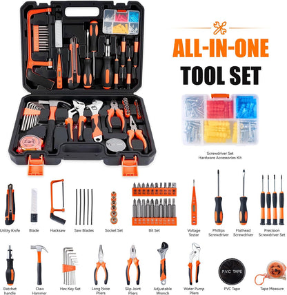 KOOPOOL 160-Piece Tool Kit for Home, Household Tool Set with Hammer, Wrench, Screwdrivers, Pliers and Storage Case for New Homeowners, Apartments, Dorms and DIY Projects