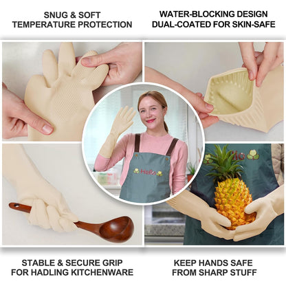 DABOGOSA Mamison 2 Pairs Reusable Waterproof Household Dishwashing Cleaning Rubber Gloves, Non-Slip Kitchen Glove (Pink, Medium (Pack of 2))