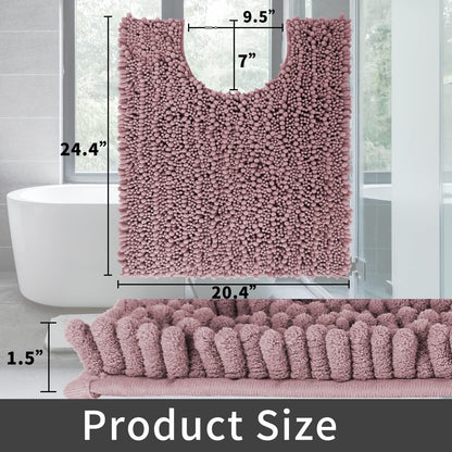 Yimobra Bathroom Rugs Non Slip Washable - Ultra Soft Absorbent Chenille Bath Mat, Quick Dry Shaggy Floor Carpet for Tub Shower, Gray Home Decor Accessories, 24x17 Inch