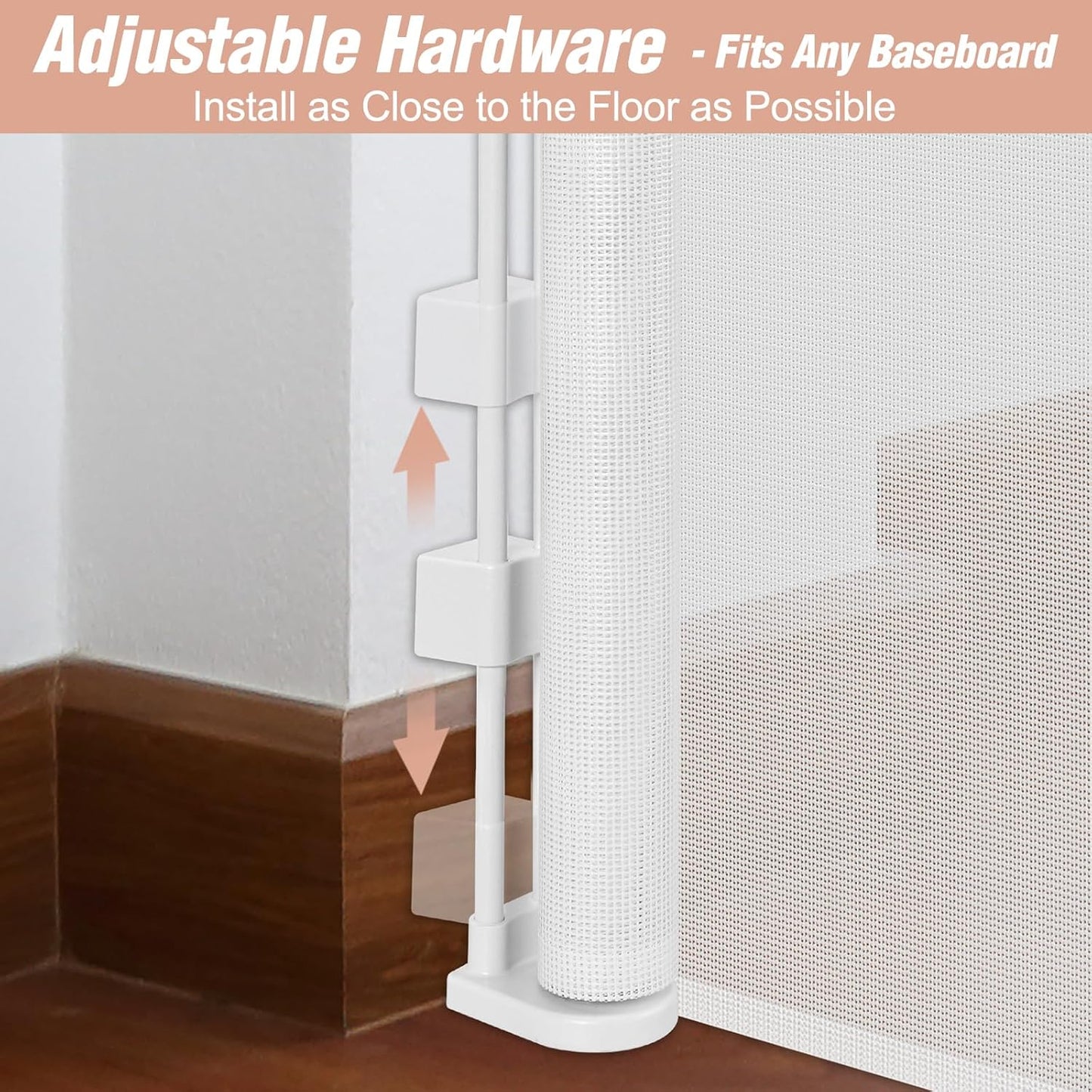 Newly Enhanced - 42" Tall × 120" Extra Wide Retractable Baby Gate Keeps Pets from Getting Under Tall Dog Gate, Indoor/Outdoor Baby Gates for Dogs, Retractable Dog Gate for Large Openings, White
