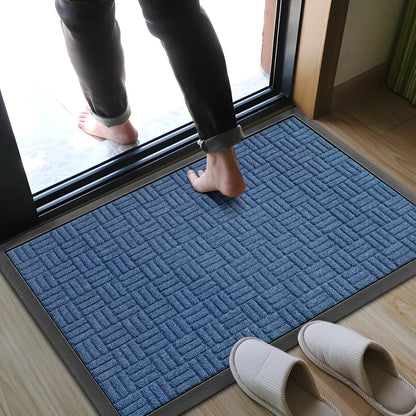 Mibao Front Door Mat, Heavy Duty Durable Welcome Mat for Outdoor Indoor, Dirt Trapper Waterproof Super Absorbent Door Mat for Entryway Outside Patio Porch, 29.5" x 17", Grey