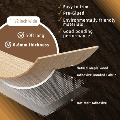 GSCIT Club Wood Grain Repair Tape, 2.4 inch X 15ft Self Adhesive Maple Grain Repair Patch for Tables, Chairs, Baseboards, Doors, Windows, Floors, Handicraft DIY. - Colors B