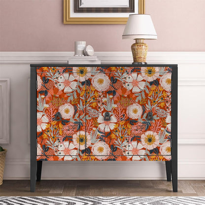 HAOKHOME Boho Peel and Stick Wallpaper Floral Wall Paper Removable for Bedroom Navy/Pink/Orange Contact Paper 17.7in x 9.8ft