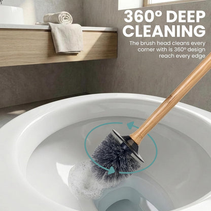 Vigar Zense Toilet Brush and Holder Set - Toilet Bowl Brush and Holder, Polyresin Stone Bathroom Accessory, Compact Toilet Cleaner Brush for Bathroom Decor and Toilet Accessories Set - White Marble