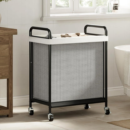 WOWLIVE Laundry Hamper 3 Section, 120L Rolling Laundry Basket with wheels and Removable Liner Bag, Laundry Sorter with Metal Handle, Large Clothes Hamper for Laundry Room, Bathroom and Dorm, Beige