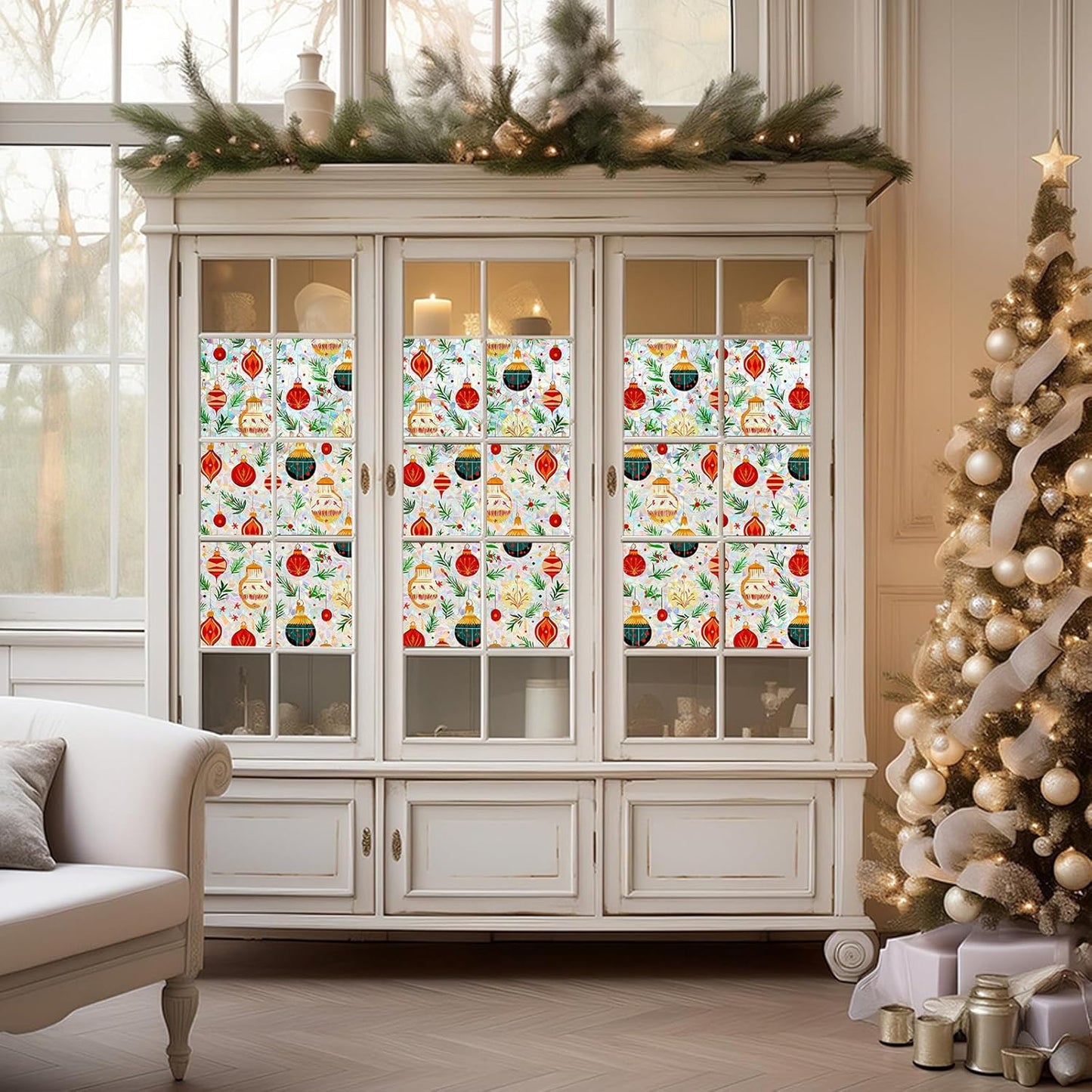 SOMWISE Frosted Glass Window Film, Heat Insulation, UV Block, Anti-Glare, One Way Privacy Tint, Static Cling for Home Bathroom Door, Renter Friendly, Day & Night Privacy