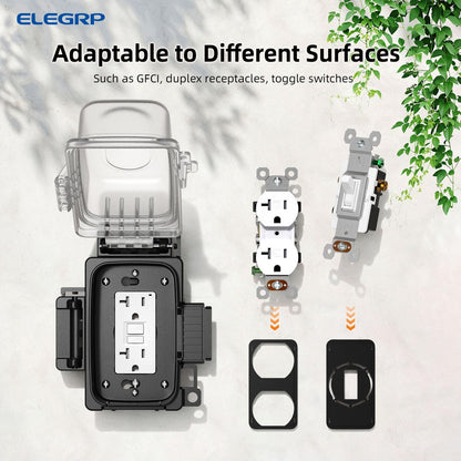 ELEGRP Weatherproof Outdoor Outlet in-Use Cover, Horizontal/Vertical Mount, Heavy-Duty Clear Cover for GFCI/Decorator Receptacles, Standard 1-Gang, UL/CUL Certified, 1 Pack