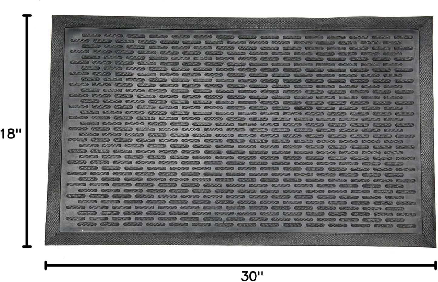 Ottomanson Waterproof Rubber Outdoor Doormat – Heavy-Duty Non-Slip Rubber Floor Mat with Ridge Scraper Pattern, All-Weather Front Door Entry Mat for Mud & Dirt Control – 24" x 36", Black