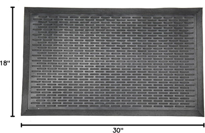 Ottomanson Waterproof Rubber Outdoor Doormat – Heavy-Duty Non-Slip Rubber Floor Mat with Ridge Scraper Pattern, All-Weather Front Door Entry Mat for Mud & Dirt Control – 24" x 36", Black
