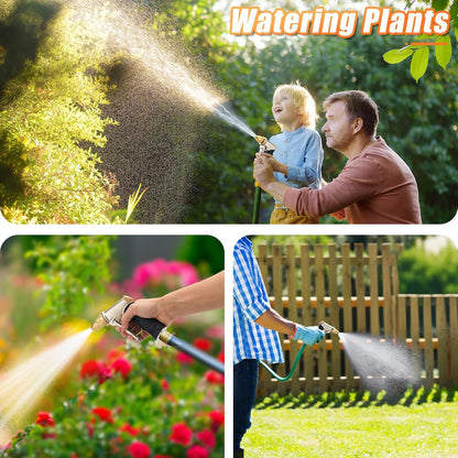 Graden Hose Nozzle,Heavy Duty Metal Garden Hose Spray Nozzle,100% Full Brass Nozzle High Pressure Water Hose Nozzles with Adjustable Spray Patterns for Watering Plants, Car Washing, and Pet Showering