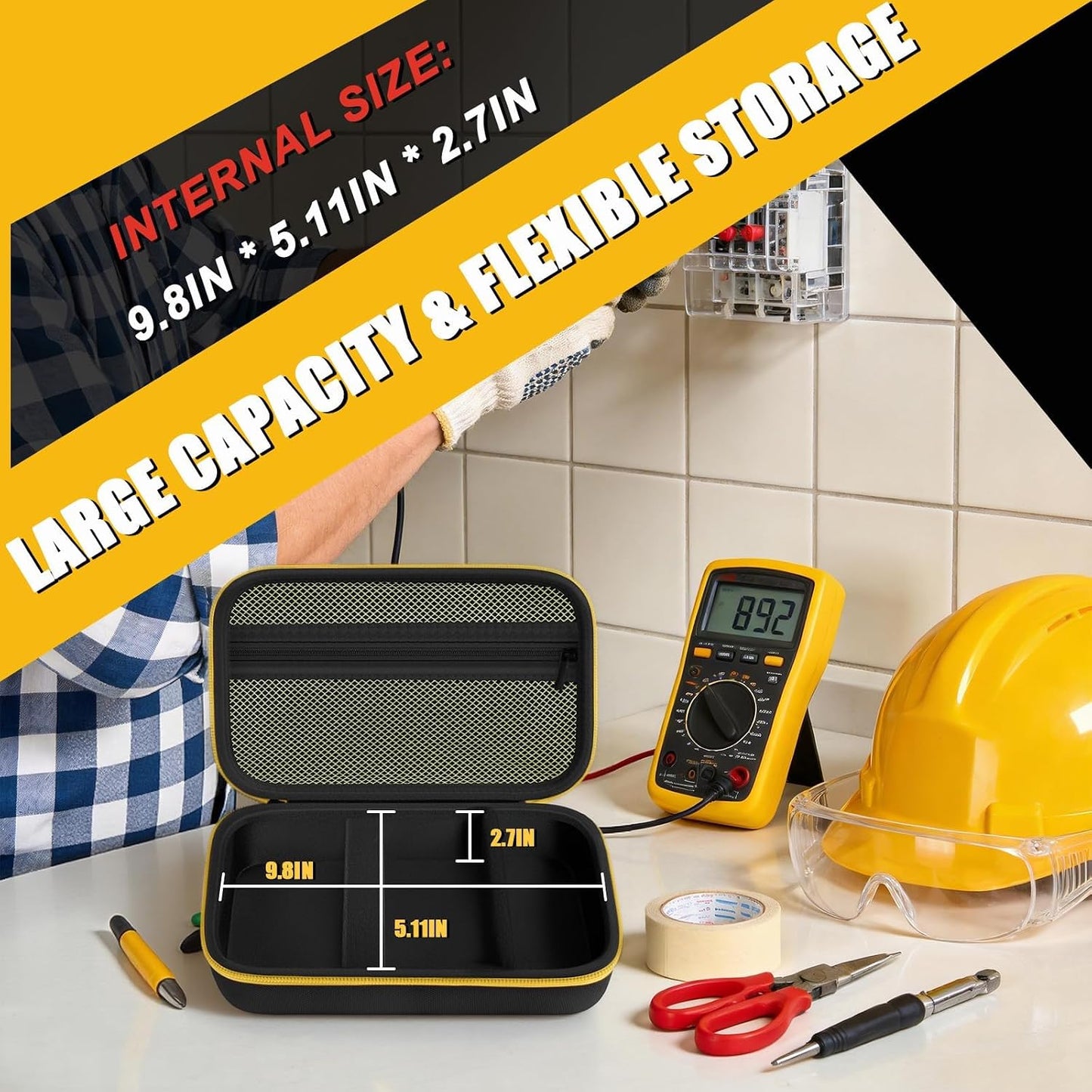 Comecase Hard Carrying Case for Fluke 87-V/ 88V/ 15B+/ 17B+ and More Digital Multimeter, Protective Travel Storage Bag - Black