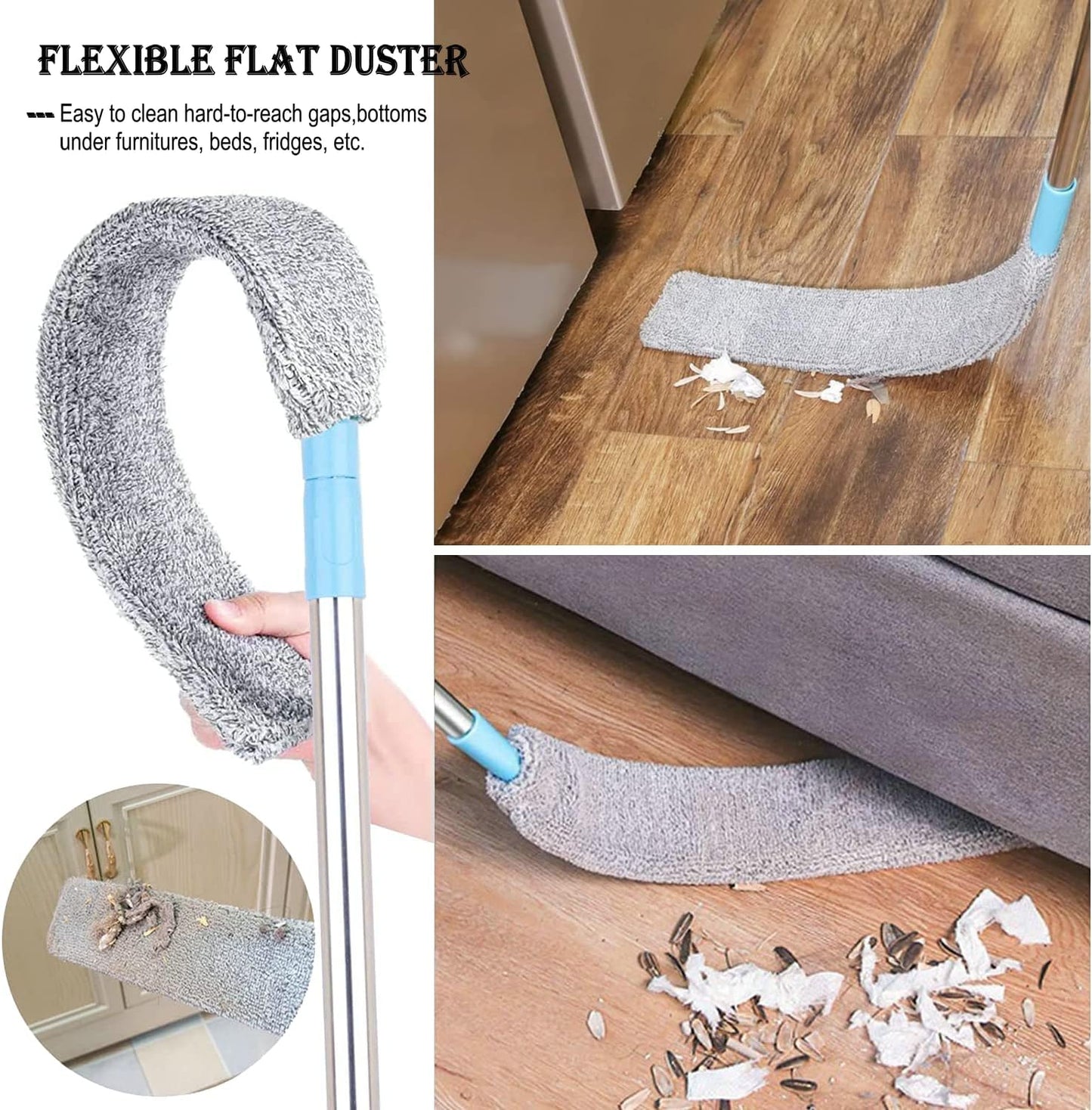 Microfiber Duster Kit High Reach Ceiling Fan Duster with Extendable Pole 100" Telescoping Cobweb Duster for Cleaning, Bendable Head Washable Duster for Ceiling, Fan, Furniture