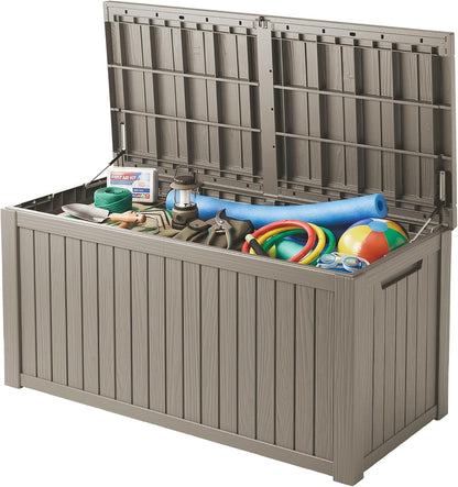 320 Gallon Outdoor Storage Box, Extra Large Waterproof Resin Deck Box with Lockable Lid Storage Bin for Patio Furniture Cushion, Garden Tools, Pool Accessories, UV-Resistant Outside, Black