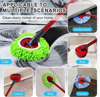 Mop Head Replacement for O Cedar, Spin Mop Replacement Head for Ocedar Easywring 1 Tank System, Mop Heads Includeds 4 Mop Replacement Heads , 1 Spin Scrub Brush & 1 Base