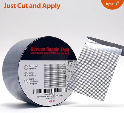 by.RHO Window Screen Repair Kit Tape. Black XL(15FT). 3-Layer Strong Adhesive & Waterproof Fiberglass Covering Wire mesh Repair for Window Screen and Screen Door tears Holes Screen Repair kit