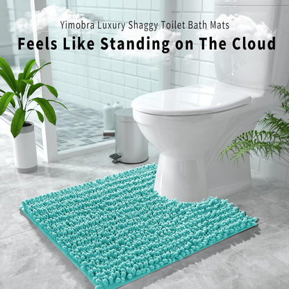 Yimobra Bathroom Rugs Non Slip Washable - Ultra Soft Absorbent Chenille Bath Mat, Quick Dry Shaggy Floor Carpet for Tub Shower, Gray Home Decor Accessories, 24x17 Inch