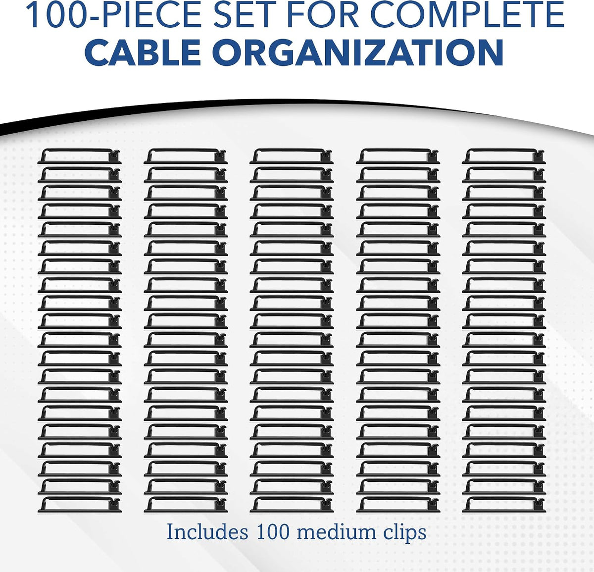 100 PCS Self Adhesive Cable Clips, Wire Organizer, Cable Management, Cord Organizer for Desk, Wall, PC, Car, Home, Office, USB, Ethernet, Power Cords, Black (Medium)