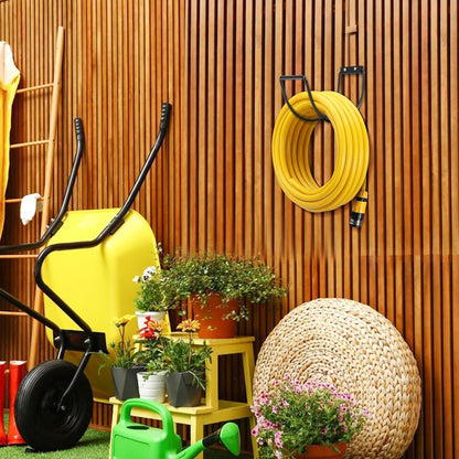 Metal Garden Hose Hanger Wall Mounted Water Hose Holder Hose Reel for Outside Yard (1, Silver)