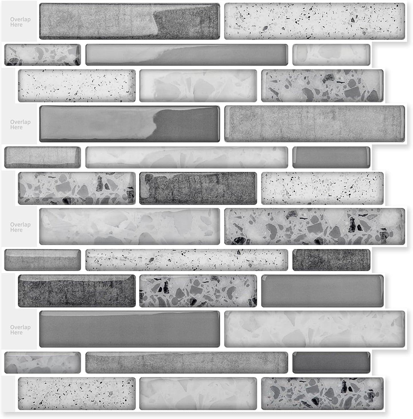 Art3d 10-Sheet Premium Stick On Kitchen Backsplash Tiles, 12"x12" Peel and Stick Self Adhesive Wall Tiles, White Marble Design