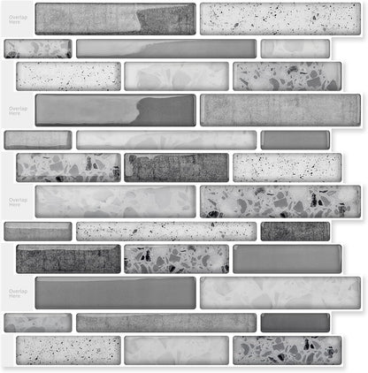 Art3d 10-Sheet Premium Stick On Kitchen Backsplash Tiles, 12"x12" Peel and Stick Self Adhesive Wall Tiles, White Marble Design