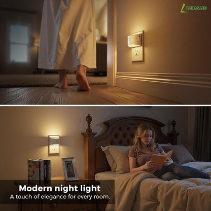 L LOHAS LED Night Light with Motion Sensor & Dusk to Dawn Sensor, Night Lights Plug into Wall with 30-100lm Adjustable Brightness, Motion Activated Night Light, 3000K Soft White, 2 Pack