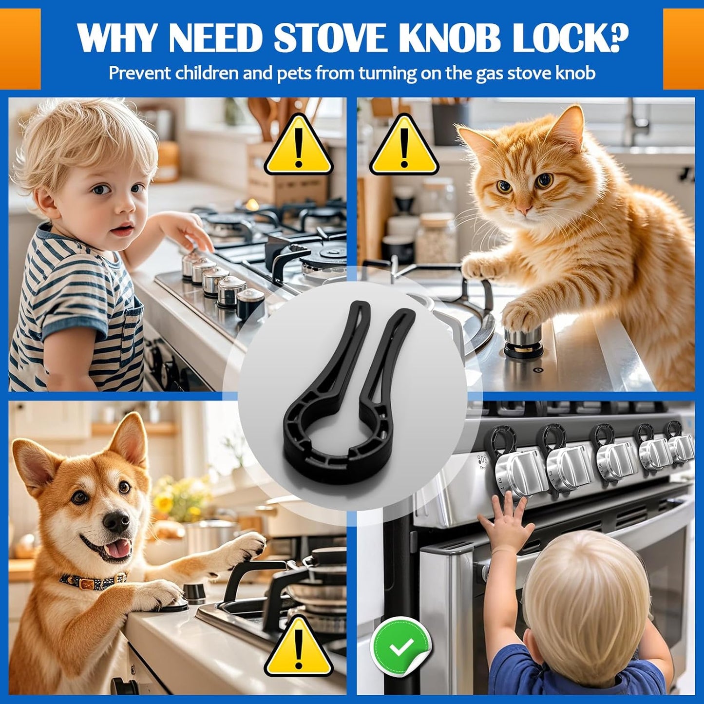 5-Pack Gas Stove Knob Locks for Toddler Safety, for Stove for Baby and Pets Safety (Black)