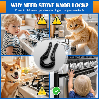 5-Pack Gas Stove Knob Locks for Toddler Safety, for Stove for Baby and Pets Safety (Black)