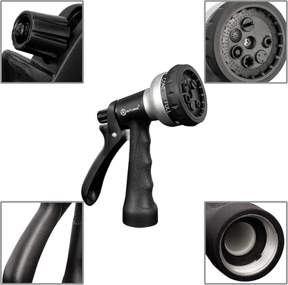 AUTOMAN Garden Hose Nozzle - 2 Pack, 100% Metal High Pressure Spray Nozzle, Labor-Saving Design, Heavy Duty for Garden Watering, Car Washing, Window Cleaning, Pets Bathing