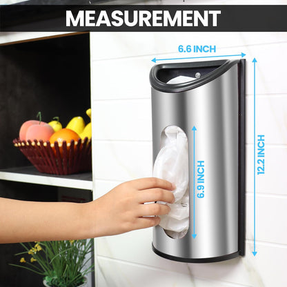 Utopia Kitchen Wall-Mounted Stainless Steel Grocery Bag Holder & Dispenser, Space-Saving Plastic Bag Holder for Kitchen, Pantry or Cabinet, Reusable Plastic Bag Organizer, Silver