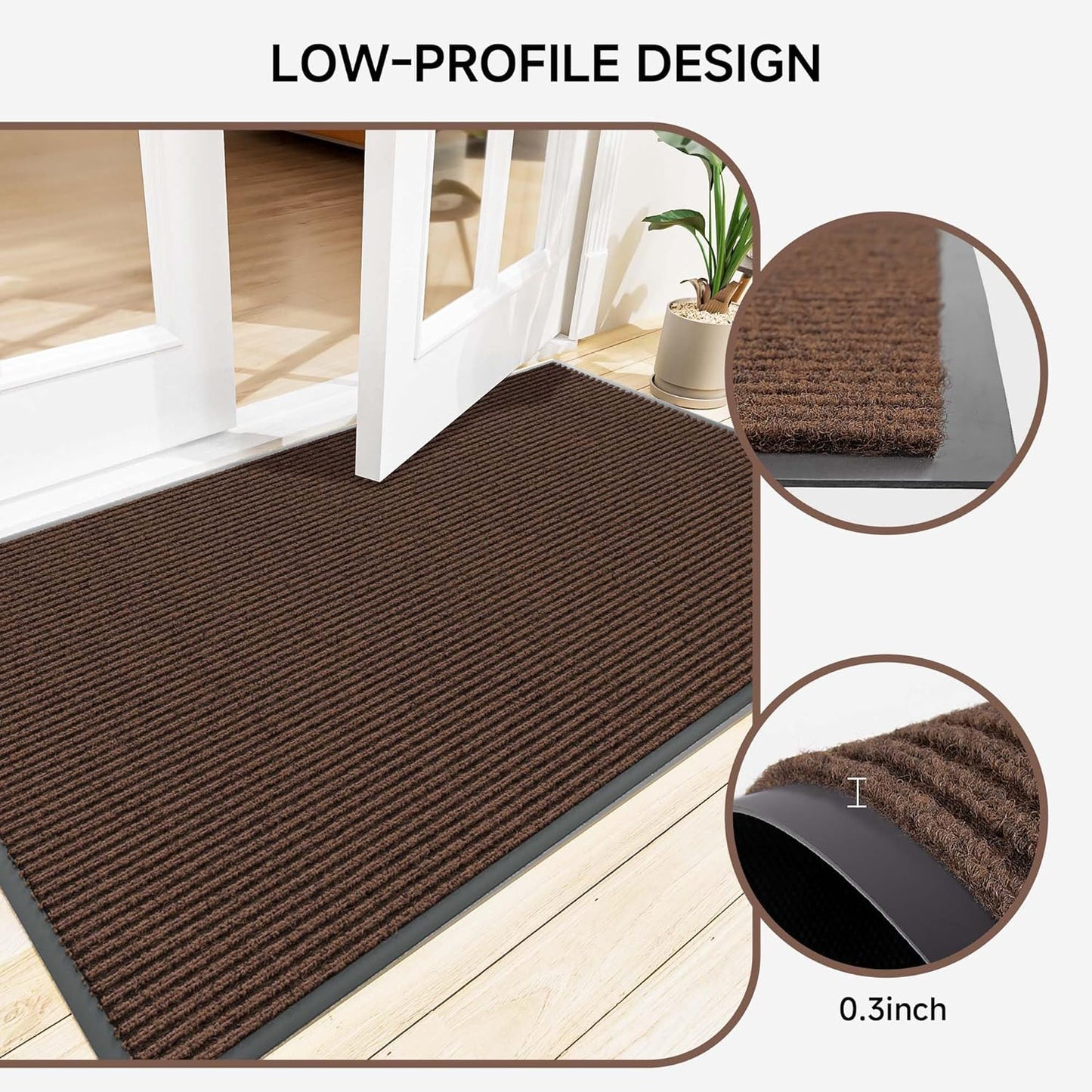 100pointONE Durable Front Door Mat, Heavy Duty Indoor Outdoor Doormat, 48” x 36” Low Profile Outdoor Mats for Home Entrance, Stain and Fade Resistant Shoe Scraper Mat, Ideal for High Traffic Area