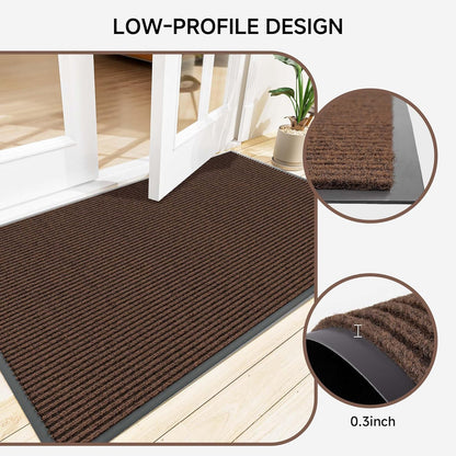 100pointONE Durable Front Door Mat, Heavy Duty Indoor Outdoor Doormat, 48” x 36” Low Profile Outdoor Mats for Home Entrance, Stain and Fade Resistant Shoe Scraper Mat, Ideal for High Traffic Area