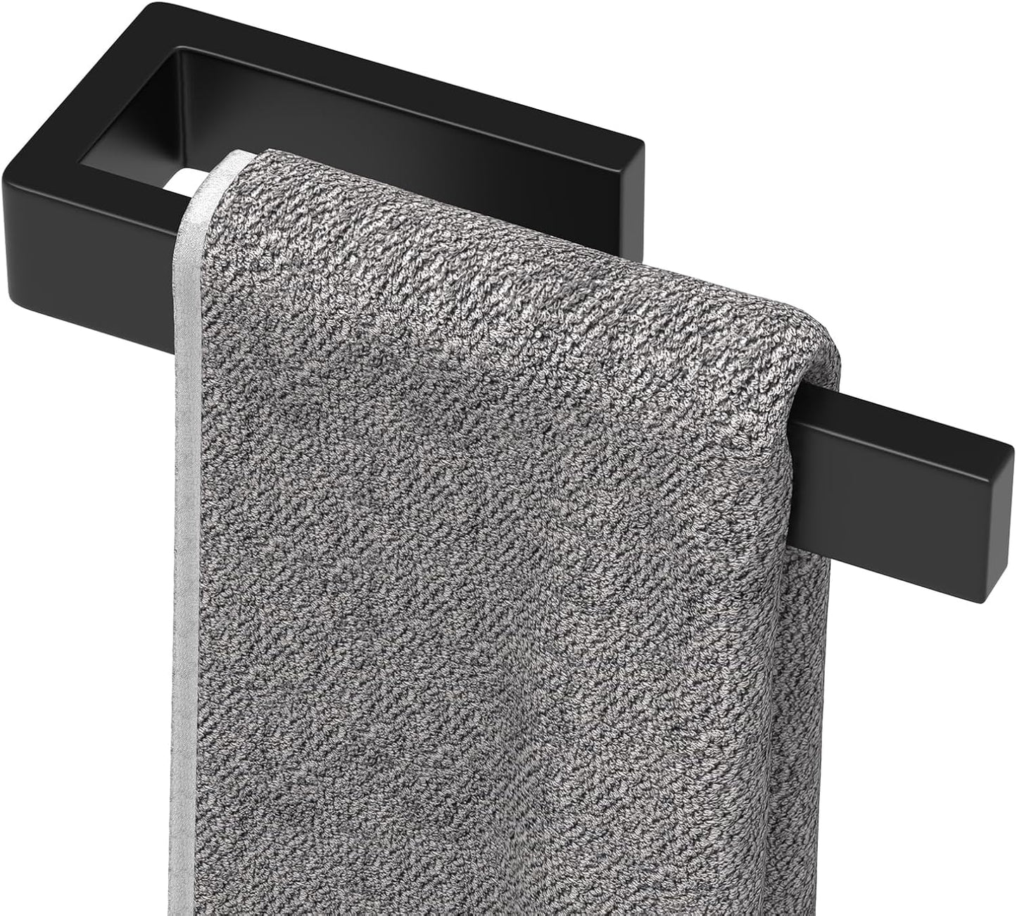 HUFEEOH 2 Pack Adhesive Hand Towel Holder, Kitchen Towel Rack Towel Bars Wall Mounted, Stainless Steel Bath Towel Hanger for Bathroom Hotel Kitchen (White, 8 Inch(2PC))