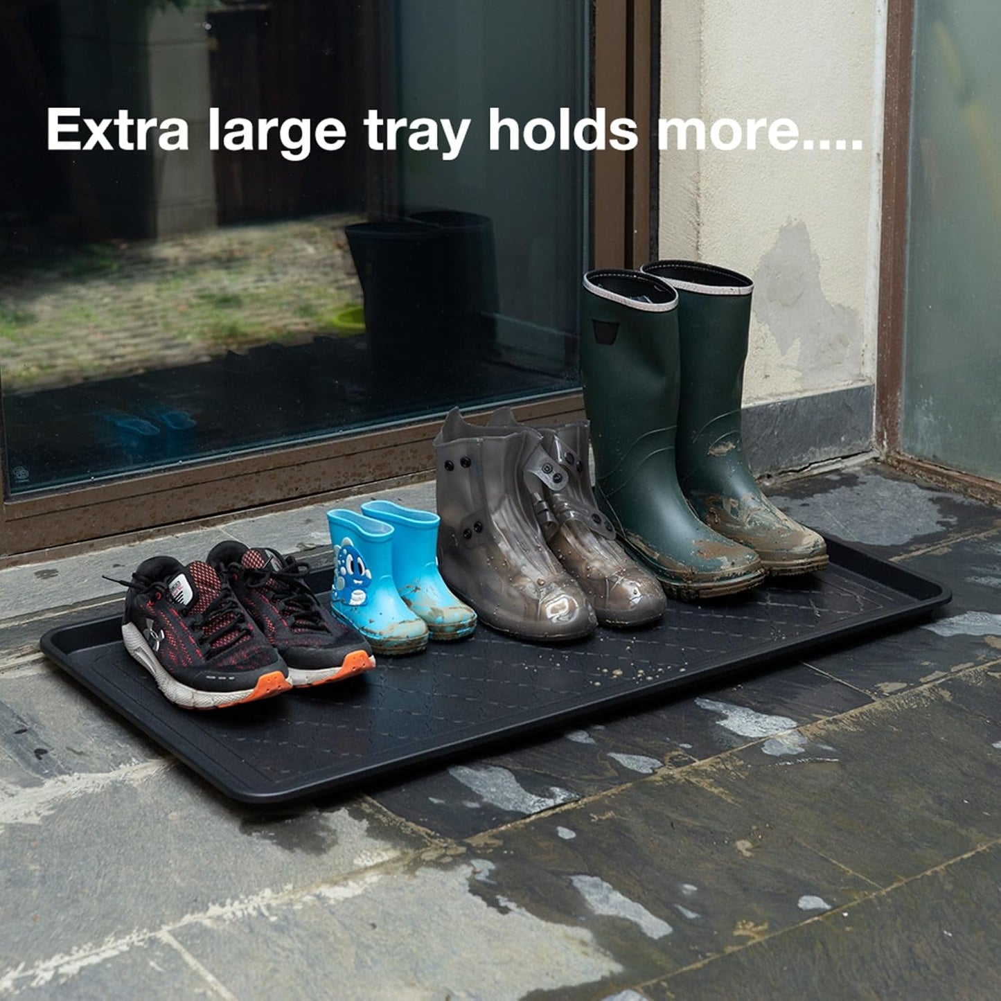 Large Multi-Purpose Boot Tray, Water-Resistant Shoe Mat for Mudroom, Garage, Patio or Indoor Entryway, Heavy-Duty Drip Tray for Boots, Pet Feeding, Plants and Everyday Home Use
