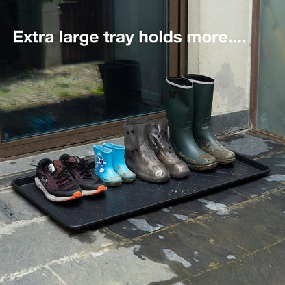 Large Multi-Purpose Boot Tray, Water-Resistant Shoe Mat for Mudroom, Garage, Patio or Indoor Entryway, Heavy-Duty Drip Tray for Boots, Pet Feeding, Plants and Everyday Home Use