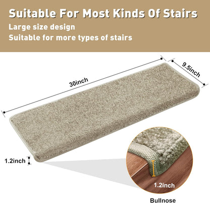 PURE ERA Carpet Stair Treads Tape Free Non Slip Indoor Stair Carpet Stair Protectors Pet-Friendly Non-Slip Skid Resistant Washable Reusable 8" x 30"(2 Pieces,Black)
